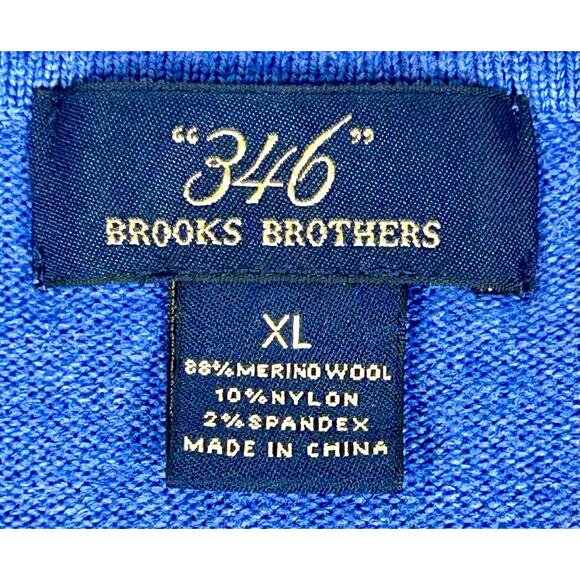 346 Brooks Brothers Sweater Men's XL Blue V-Neck Merino Wool EUC - Picture 5 of 7